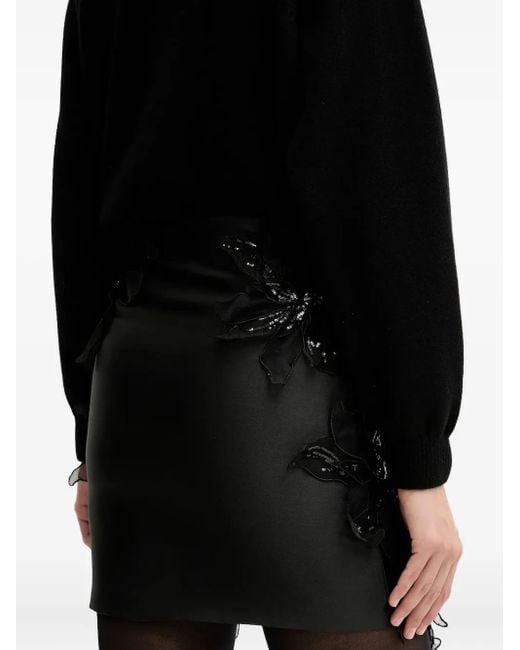Silvian Heach Black Sequin-Flower Embellished Skirt