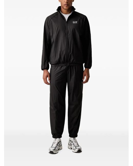 EA7 Black Logo-Print Tracksuit for men