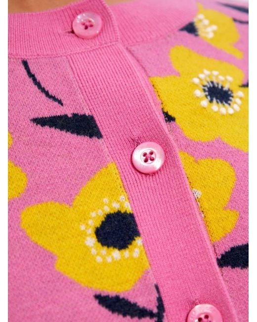 Kate Spade Pink Floral-print Wool Cardigan
