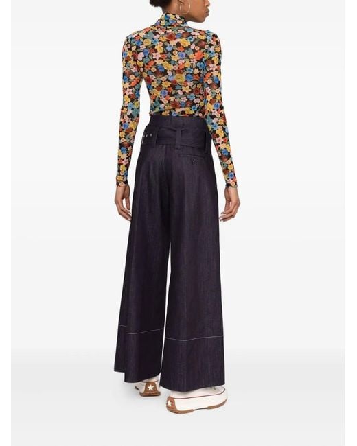10 Corso Como Blue Belted Wide-Leg Trousers