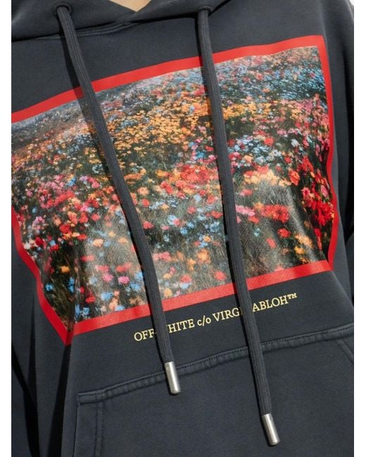 Off-White c/o Virgil Abloh Gray Graphic-Print Hoodie