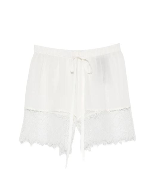 Ann Demeulemeester White Lace-Trim Shorts
