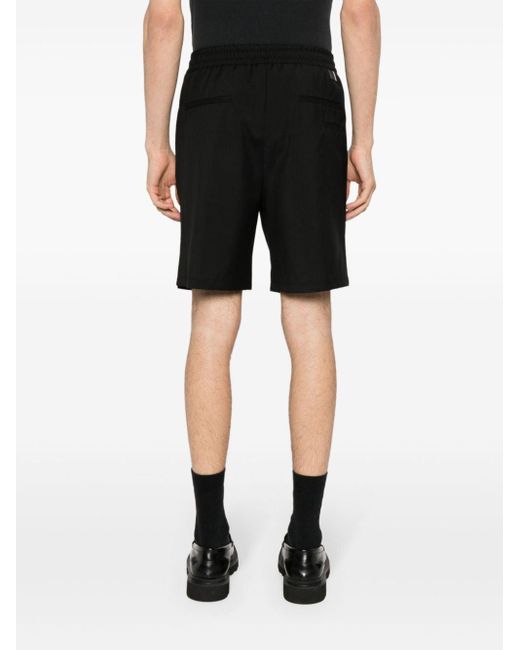 Low Brand Black Pleat-detail Wool Shorts for men