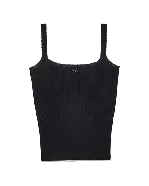 J.W. Anderson Black Pointelle-Knit Tank Top