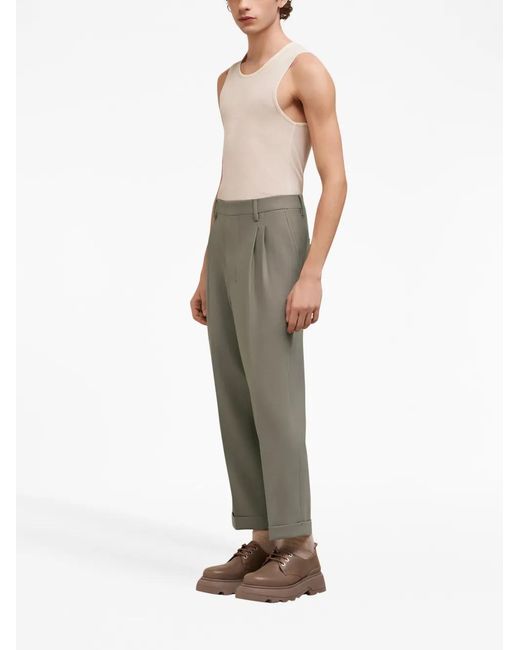 AMI Natural Box-Pleated Cropped Trousers for men