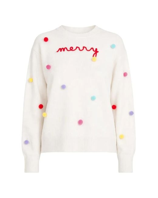 Mc2 Saint Barth Pink Embroided Pom-Pom Sweater