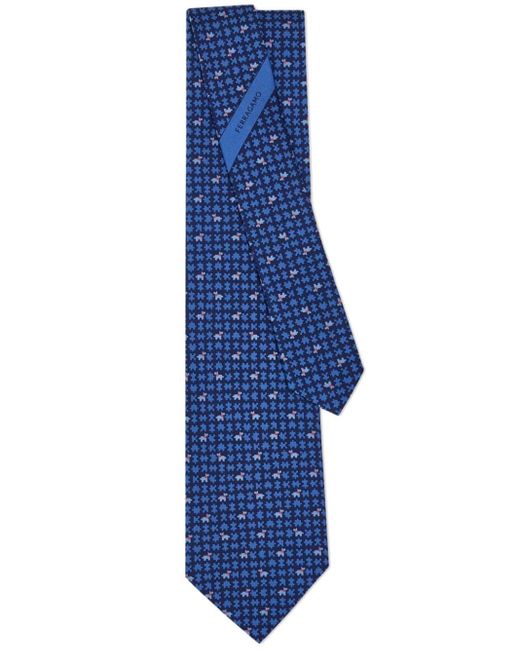 Ferragamo Blue Puzzle-print Silk Tie for men