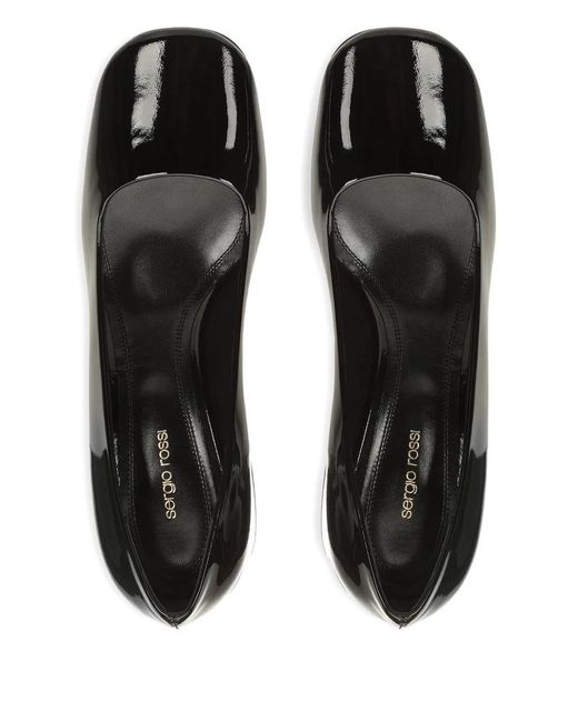 Sergio Rossi Black Convex Block-Heel Pumps