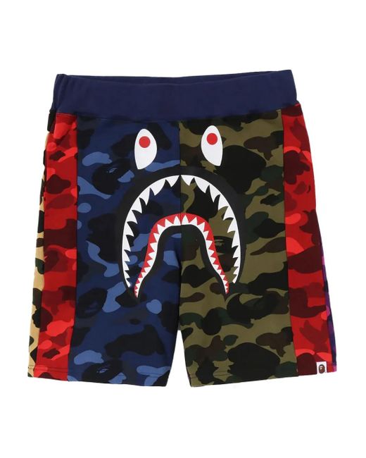 メンズ A Bathing Ape Crazy Camo トラックショーツ Blue