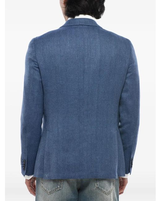 Corneliani Blue Blazer À Motif De Chevrons for men