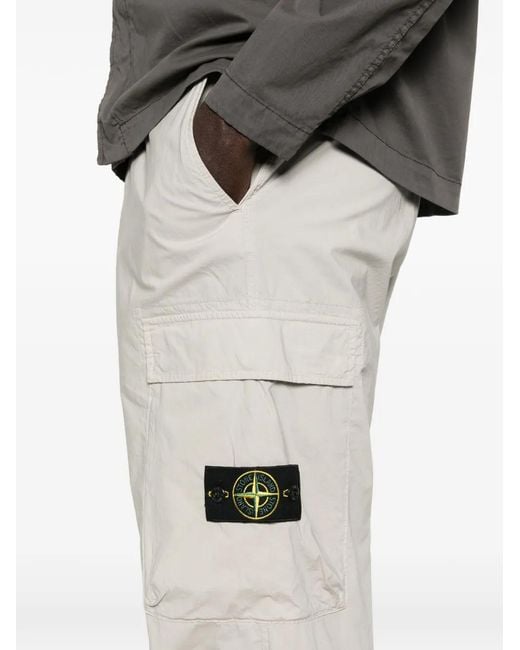 Stone Island White Classic Trousers for men