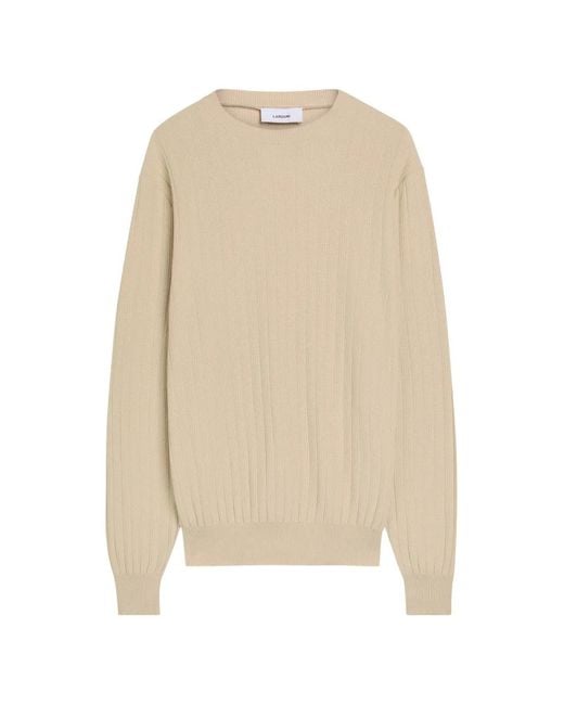 Lardini Natural Ribbed Crew-Neck Sweater for men