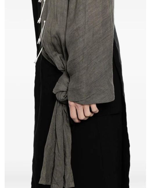 Yohji Yamamoto Black Switching Safety-Pin Panelled Coat for men