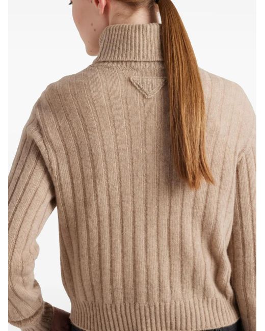 Prada Natural Re-Cashmere Turtleneck Sweater
