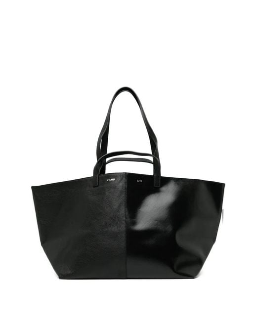 CAHU Black Logo-Printed Tote Bag