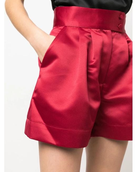 Styland Red Satin-Finish Mini Shorts