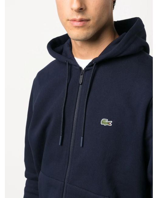 Lacoste Blue Logo-Embroidered Zip-Up Hoodie for men