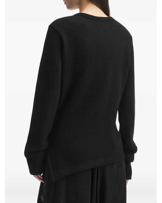 Y's Yohji Yamamoto Black Asymmetric-Pocket Wool Sweater