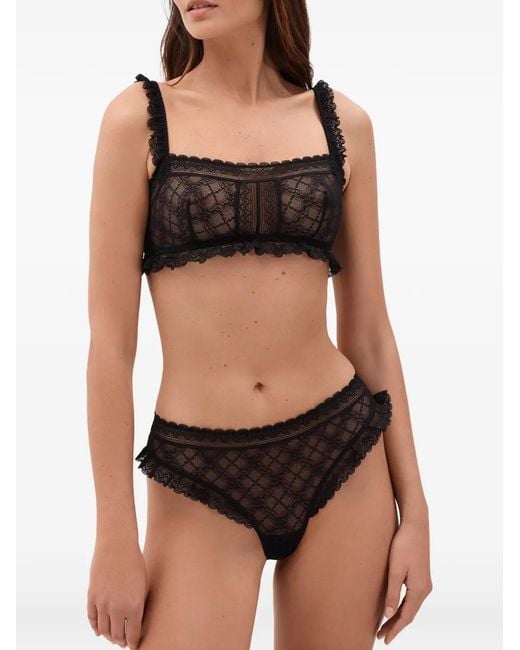 Eres Gray Lili Ruffled Lace Thong