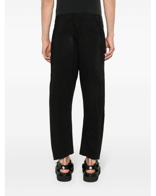 Transit Black Cropped Tapered Trousers for men