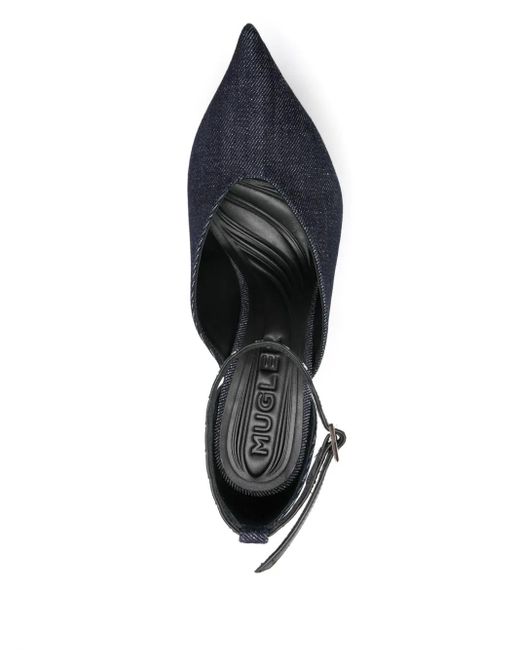 Mugler Blue 140Mm Denim Strappy Pumps