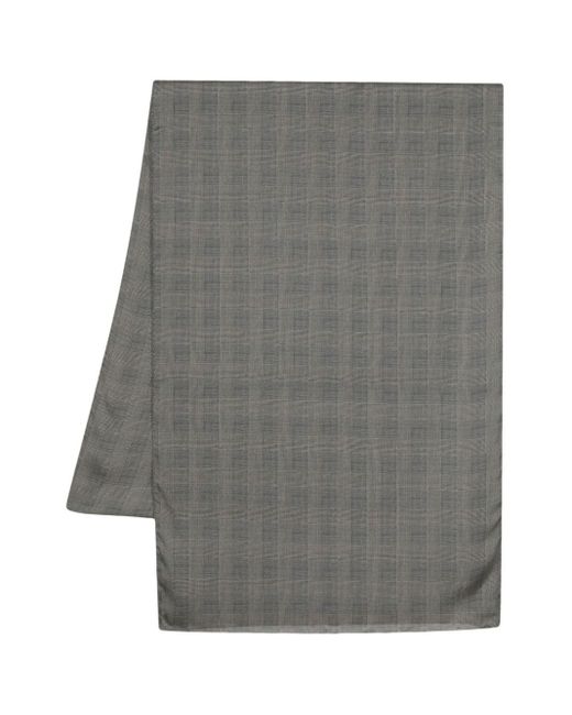 Saint Laurent Gray Prince Of Wales Check-pattern Silk Scarf