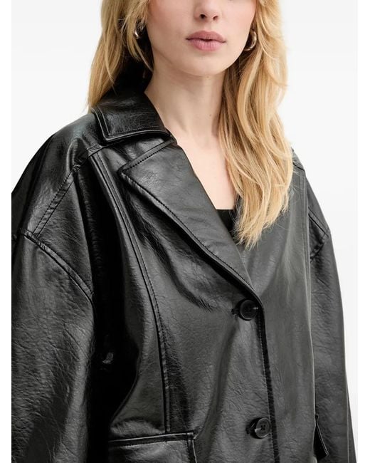 Guess Black Fransiska Crinkled-Effect Button-Up Jacket