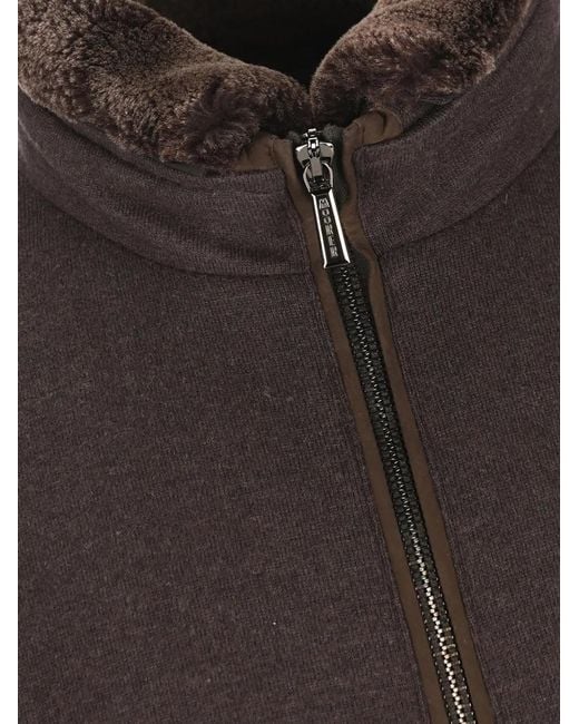 Moorer Brown Pocket Zip-Up Jacket for men