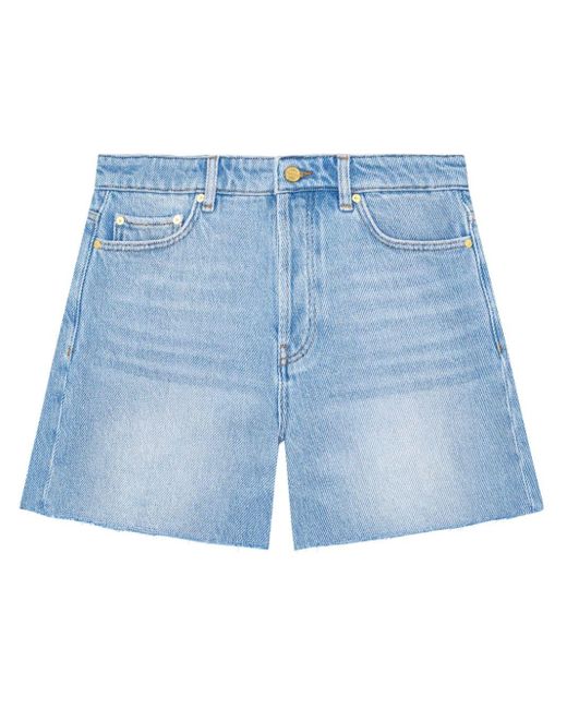 Ganni Blue Ausgefranste Jeans-Shorts