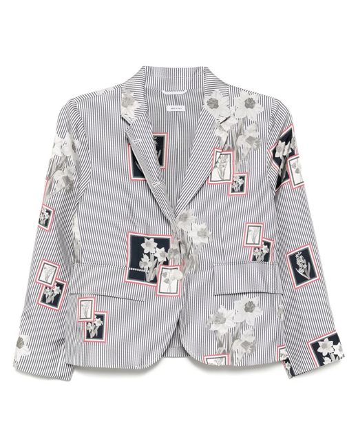 Thom Browne Gray Striped Blazer