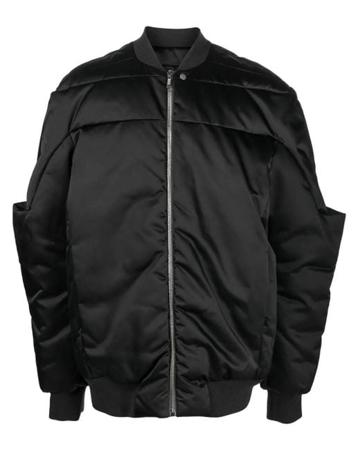 Rick Owens Black Gridered Goose-Down Bomber Jacket for men