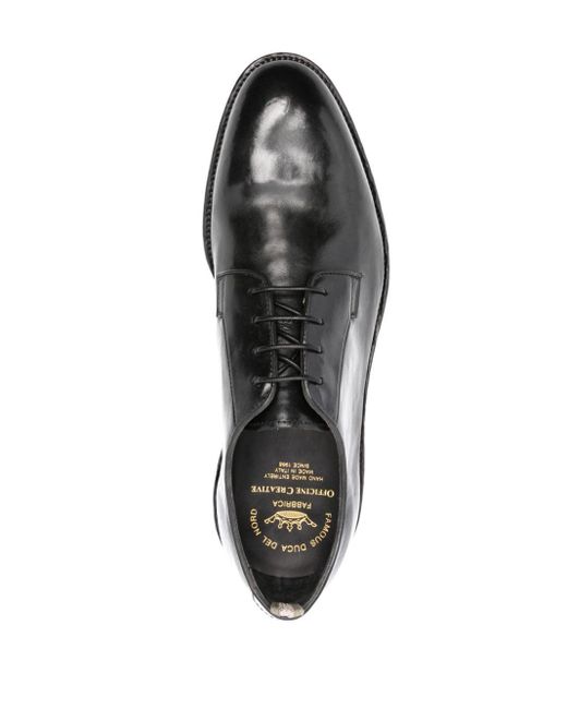 Officine Creative Black Lace-up Leather Derby Shoes for men