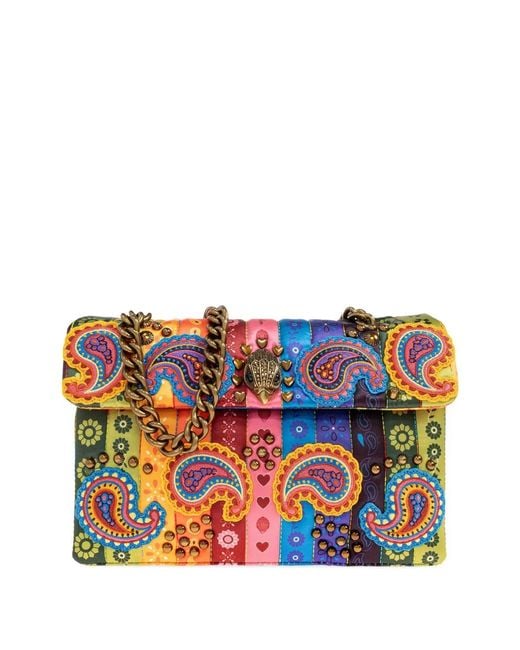 Kurt Geiger Green Kensington Paisley-Print Satchel Bag