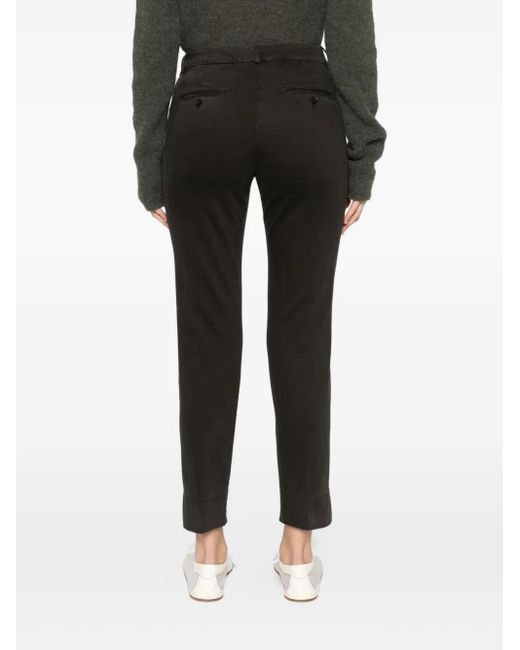 Peserico Black Logo-Detail Cotton Trousers
