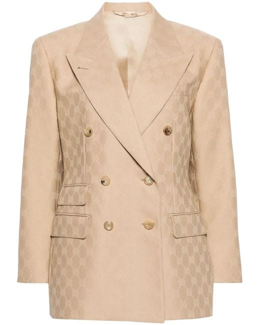 Gucci Natural Gg Wool Jacquard Jacket