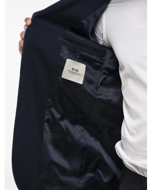 Corneliani Blue Single-Breasted Flap-Pocket Jacket for men