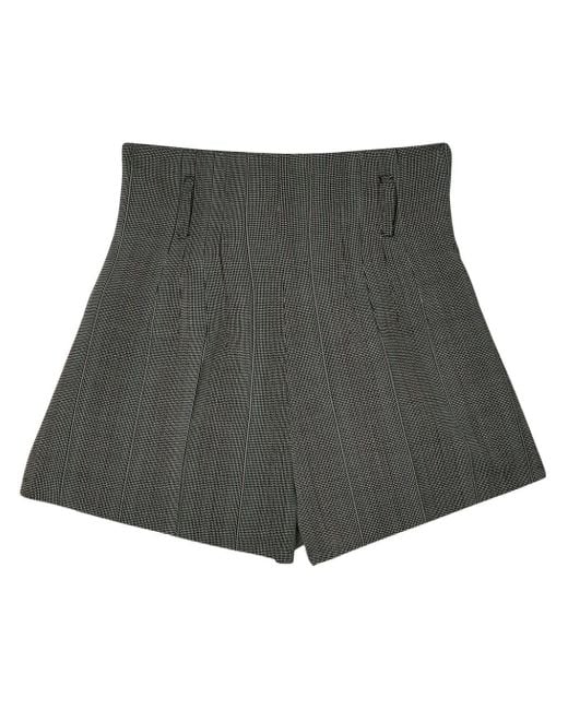 Prada Gray Pleated Virgin-wool Shorts