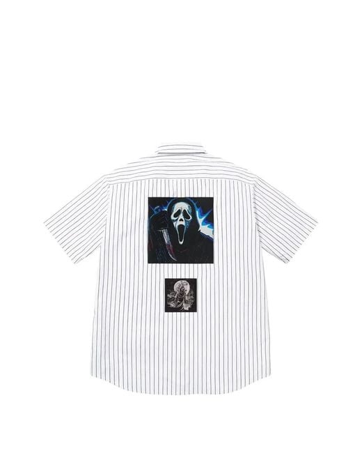 Supreme White Ghostface Striped Work Shirt for men