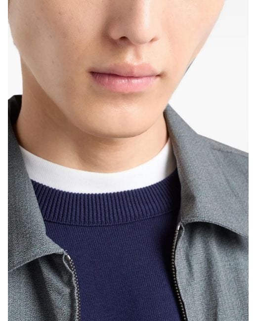 Prada Blue Cotton Crew-Neck Sweater for men