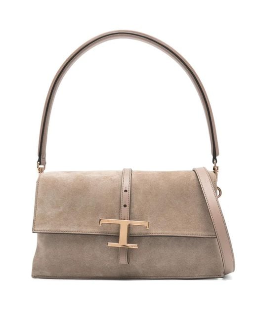 Tod's Brown Mini T Timeless Flap Shoulder Bag