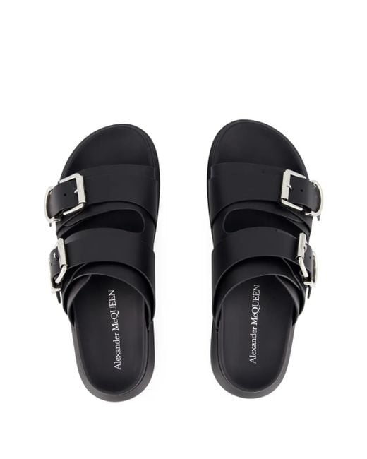 McQueen Black Buckle-Strap Sandals for men