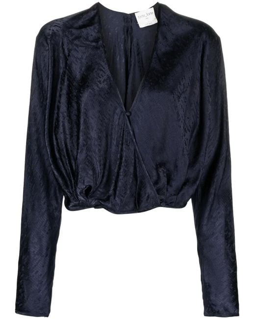 Forte_forte Blue Fluid Jacquard Kimono Shirt Clothing