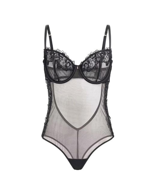 Guess Black Lea Floral Lace Bodysuit