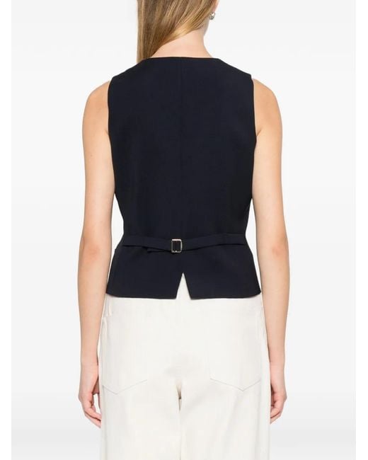 Max Mara Blue Buttoned V-Neck Gilet