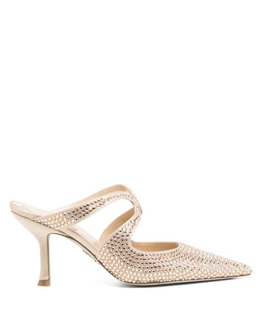 Rene Caovilla White 90Mm Crystal-Embellished Mules