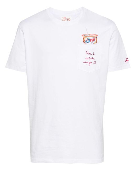 Mc2 Saint Barth White X Estathé Embroidered-motif T-shirt for men