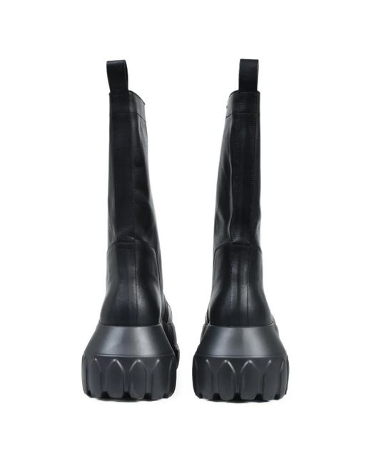 Rick Owens Black Mega Tractor Leather Boots for men