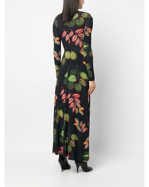 Elie Saab Green Kleid mit Blumen-Print