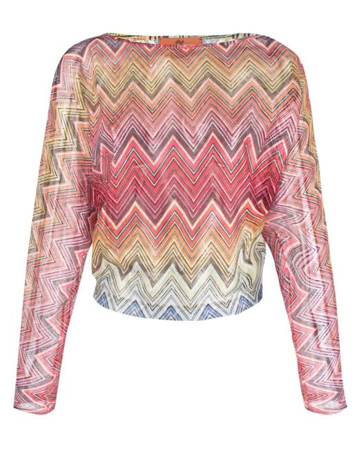 Missoni Pink Zigzag-pattern Long-sleeved T-shirt