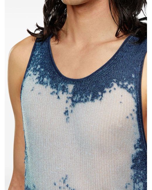 DIESEL Blue Acid-wash Jersey Vest for men